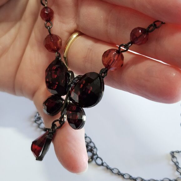 **Sale** 1928 Black Red Y Style Butterfly Necklace 15.5 To 18.5" - Picture 2 of 13